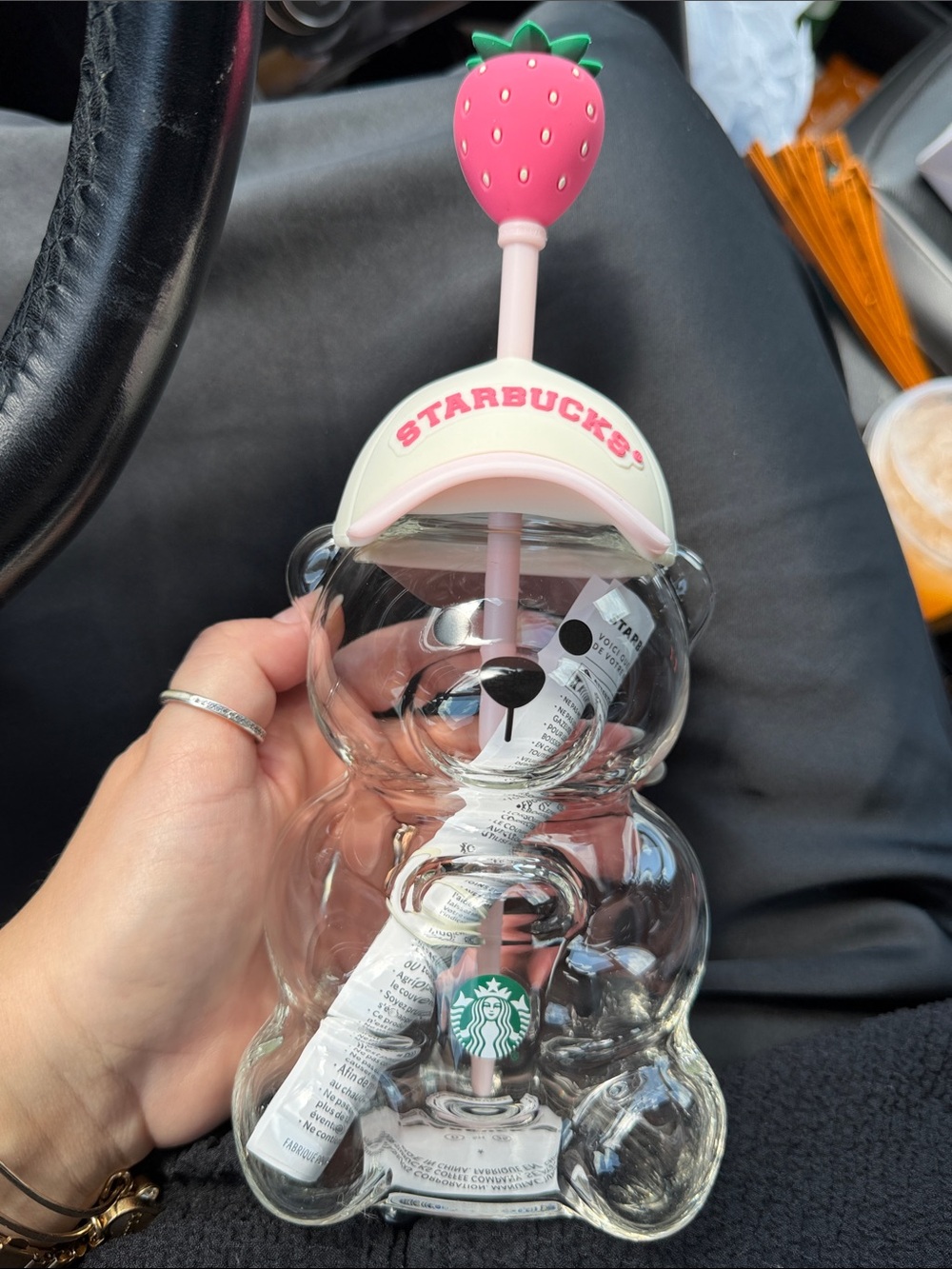 Starbucks Bearista Glass Pink Drink Strawberry Tumbler